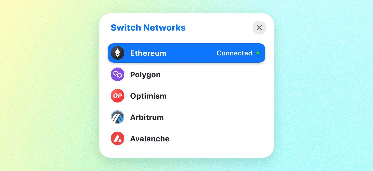 RainbowKit's network switch modal.